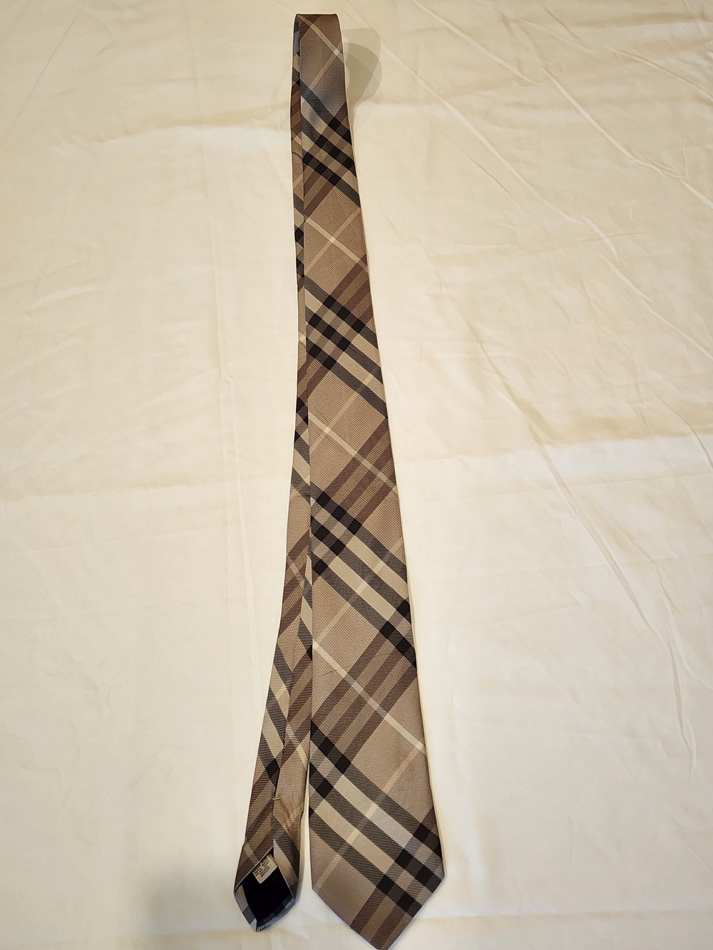 Burberry Taupe and Black Plaid Silk Tie - Picture 3 of 10